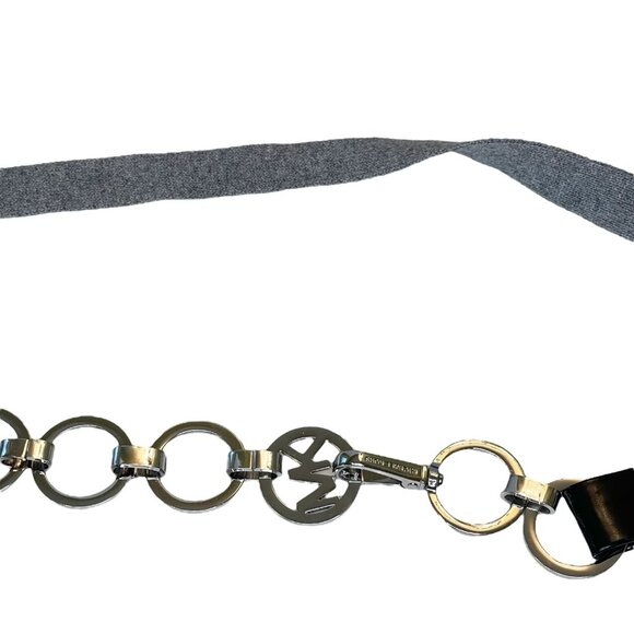 Vintage Y2K Michael Kors Belt Silver Chain Link Circles with Gray‎ Fabric Cord - Picture 2 of 5